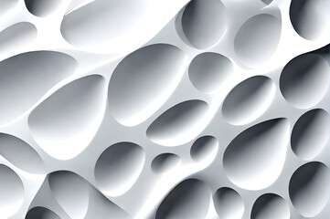 3D White geometric wallpaper background. 3D wallpaper white holes on a white background.