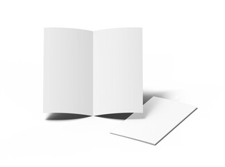 Blank Half Fold 4,5x8 brochure render on transparent background to present your design