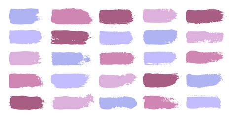Brush strokes banners. Abstract paint brushstrokes for modern graffiti design, rough brushstroke texture for poster or cover. Vector isolated set of brush ink stroke colored