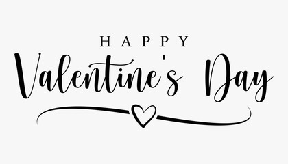 Happy Valentine's day text lettering typography poster background Vector illustration.