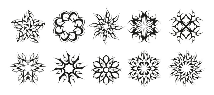 Tribal circles. Celtic spiral motifs, indian maori indian traditional decorative elements, floral swirls and curves. Vector isolated set of ornament celtic spiral illustration