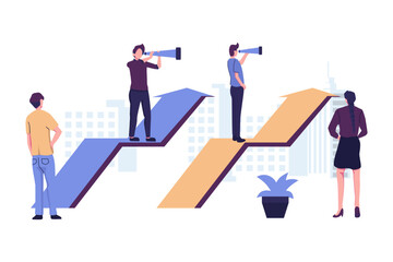 Fototapeta premium study horizons company work finding ways develop flat style illustration design