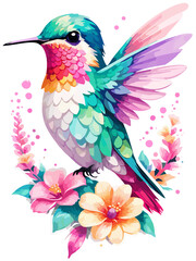 hummingbird and flowers