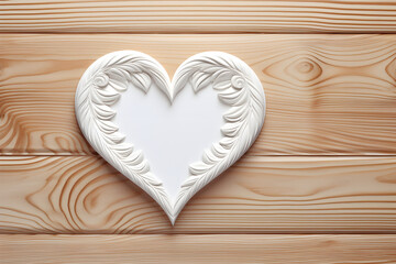 heart on wooden background Liebe wooden table top with Kitchen ware for background

