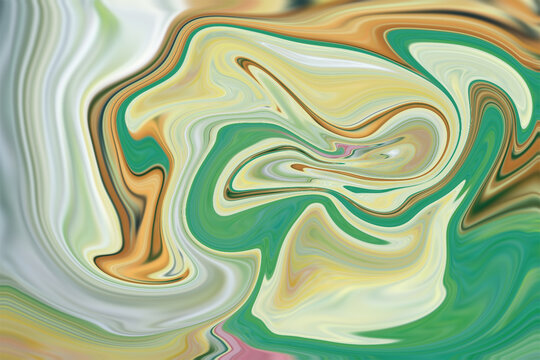 Abstract background with waves. Liquify the pattern with green, white, grey, and yellow graphics.