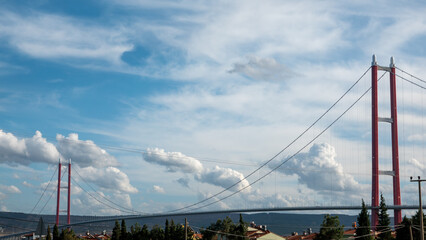 Fototapeta premium The 1915 Çanakkale Bridge (Turkish: 1915 Çanakkale Köprüsü, also known as the Dardanelles Bridge, is a road suspension bridge in the province of Çanakkkale in northwestern Turkey.