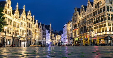 Antwerp old town at night, Belgium