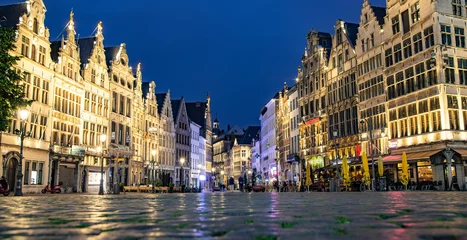 Foto op Canvas Antwerp old town at night, Belgium © Arcady