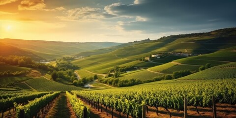 Fototapeta premium Beautiful landscape of Vineyards in European region in summer season comeliness