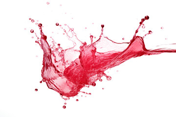 Red water splash isolated on white background