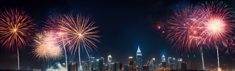 Amazing new year fireworks over the city.