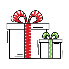 Christmas present icon Cartoon sketch style Vector