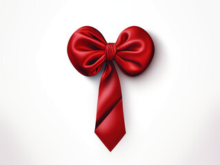 Concepto lazo de regalo a modo de corbata rojo vino intenso rubí vivo visto de frente, tarjeta regalo postal, diseño, ilustración, boceto