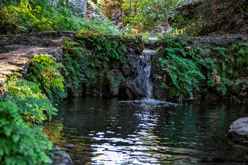 Small waterfalls in Amir Ali springs, in Kythira island, Greece