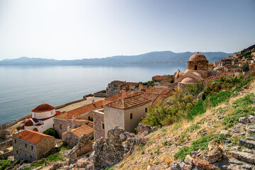 Fototapeta premium Monemvasia’s castletown, in Peloponnese Greece