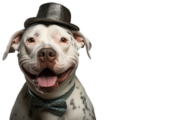 argentino dog with black hat isolated on transparent background, PNG file, professional studio photo, party invite invitation banner - obrazy, fototapety, plakaty