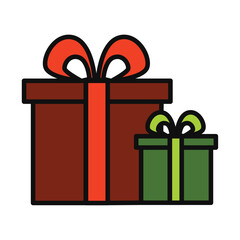 Colored christmas present icon Vector