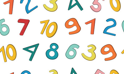 Numbers cartoons pattern over white background. vector illustration