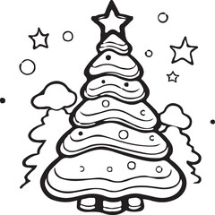 Christmas tree vector on transparent background