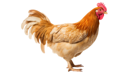 A red chicken isolated on transparent background, PNG image, Created with Generative Ai technology.