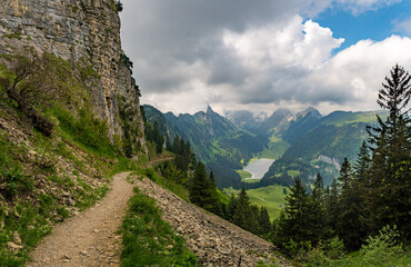 Fantastic hike in the Alpstein mountains in Appenzellerland Switzerland