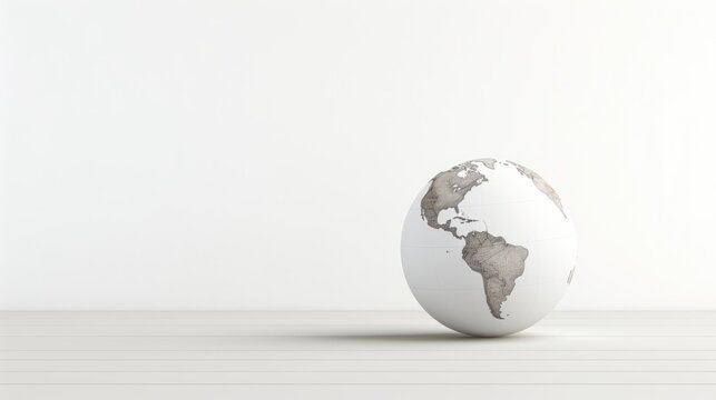  a white egg with a map of the world painted on it's side, sitting on a white surface.