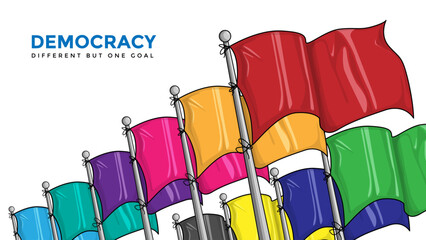 Different colors flag for democracy illustration concept
