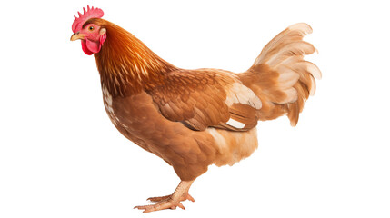 A red chicken isolated on transparent background, PNG image, Created with Generative Ai technology.