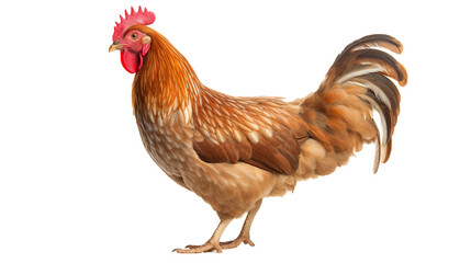 Fototapeta premium A red chicken isolated on transparent background, PNG image, Created with Generative Ai technology.