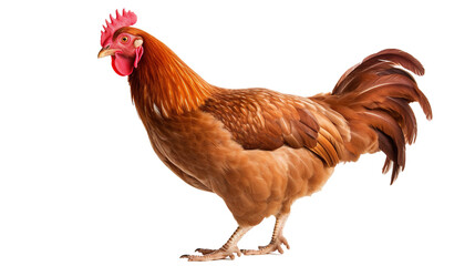 Fototapeta premium A red chicken isolated on transparent background, PNG image, Created with Generative Ai technology.
