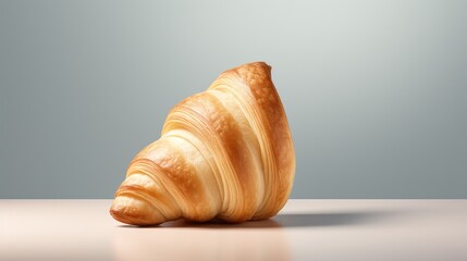  a piece of croissant sitting on top of a table next to a glass of water on a table.