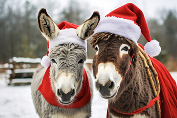 Donkeys with hats