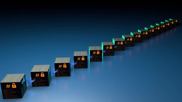 Animated 3D  blockchain sequence