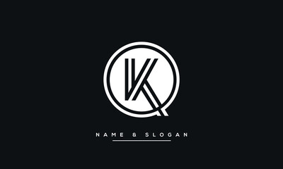 Alphabet letters KQ or QK Logo Monogram