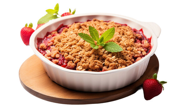 Isolated Strawberry Rhubarb Crisp With Oat Topping On Transparent Background