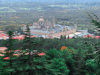 view of the town El Escorial, Madrid, Spain