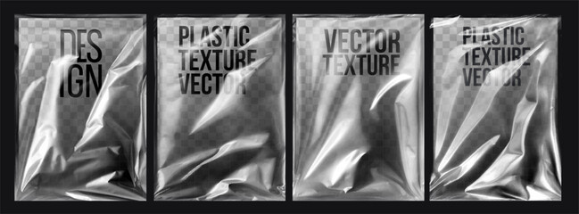 vector illustration. texture transparent stretched film polyethylene. vector design element graphic rumpled plastic warp
 - obrazy, fototapety, plakaty