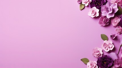 Fototapeta na wymiar AI, International Women's Day. Banner, beautiful postcard of flowers on pink copy space background