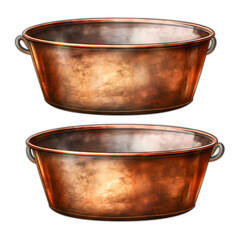 Copper tubs or sinks isolated on transparent or white background, png - obrazy, fototapety, plakaty