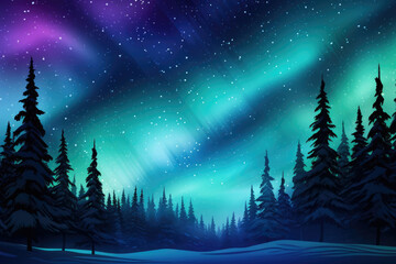 Borealis polar northern night landscape winter arctic snow sky aurora