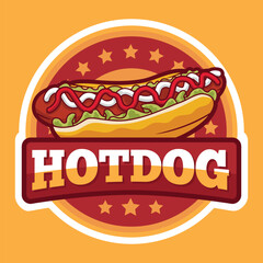 Hot Dog Logo Design with Circle Emblem