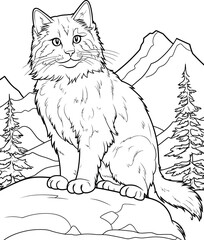 Mainecoon Cat Coloring Page