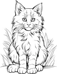 Mainecoon Cat Coloring Page