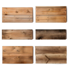 Wooden boards isolated on transparent or white background, png