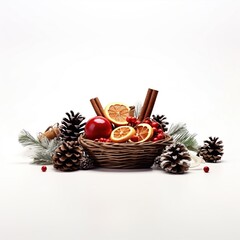 Fototapeta na wymiar Spices collection, Christmas decoration. Igredients for mulled wine isolated on white background