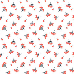 Vector seamless pattern with red bunches of berries on a white background - 683520738