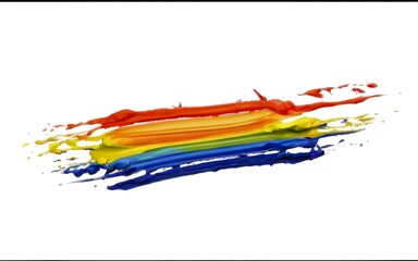 Rainbow paint brush strokes in white background, isolated, colorful stripes, lgbtq+ flag concept.