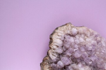 Natural amethyst druse geode mineral crystal unpolished semi-precious gemstone. Magic rock for...