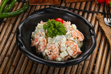 Russain mayonnaise salad with prawn