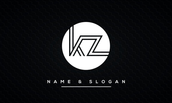 Alphabet Letters KZ or ZK Logo Monogram